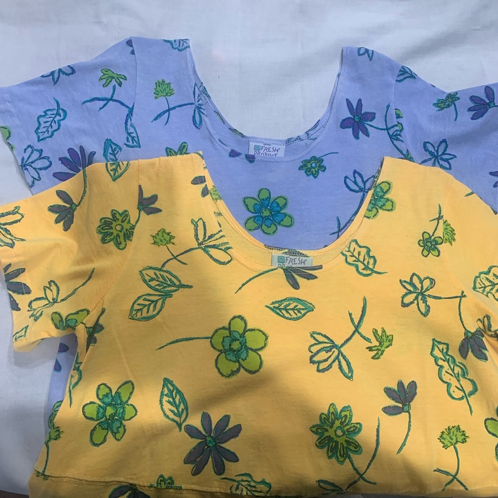 2 Fresh Produce Large maxi dresses lavender & yellow 100% cotton